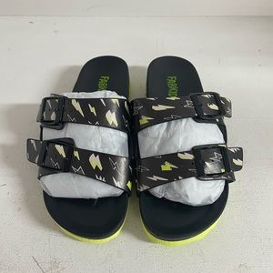 Boys Fab Kids Sandals/Slides Black & Green Size 13 New With Tags